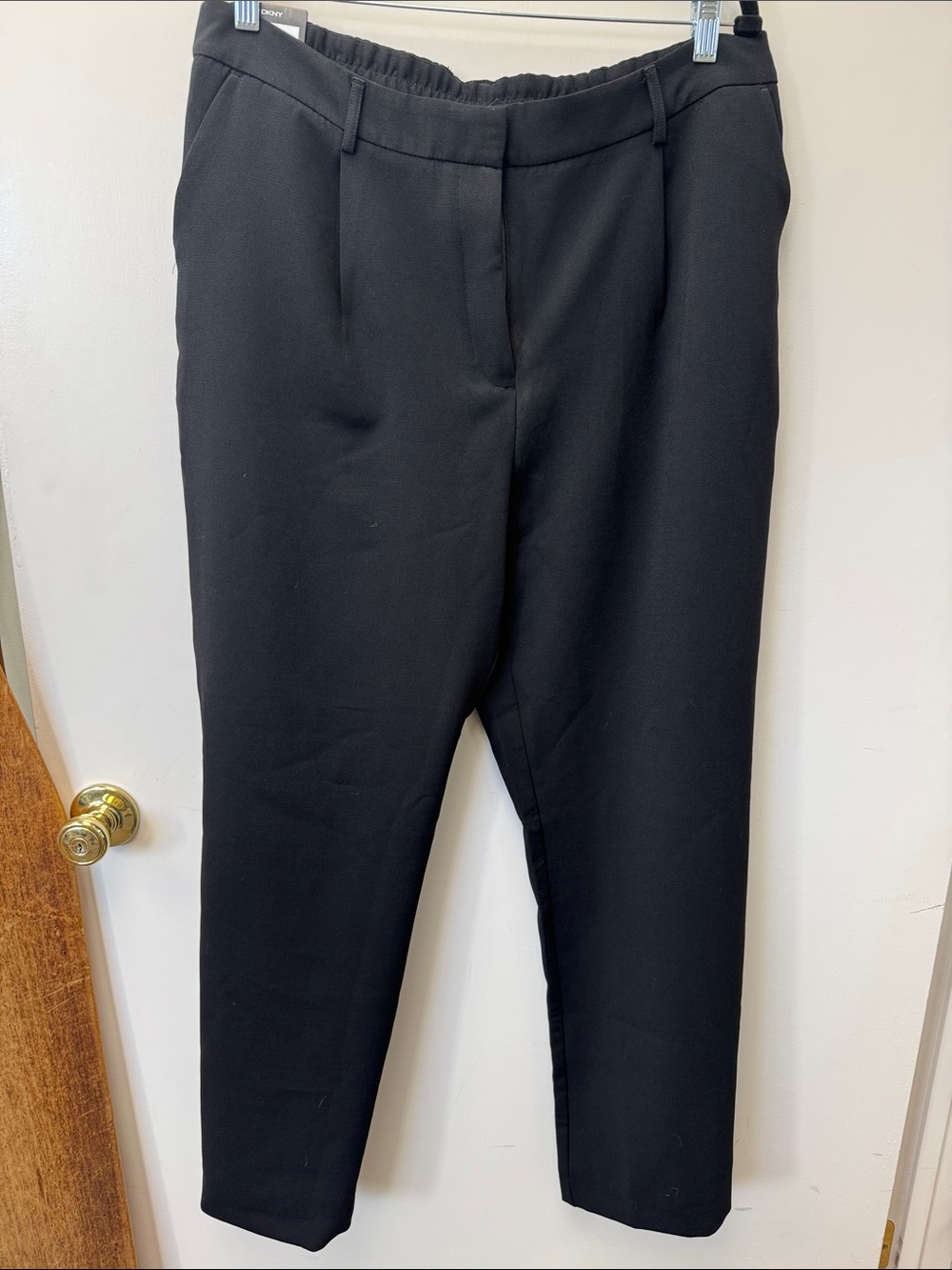 DKNY Black Wide-Leg Pants with Tapered Ankle